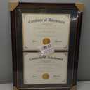 ELSKER&HOME Double Diploma Frames 14x20 for Two 8.5x11 Diplomas, Certificates,Degrees, Documents, Cherry Color Golden Rim for Dual Diploma/Certificate/Document Frame for Two 8.5x11 Inch with Mat