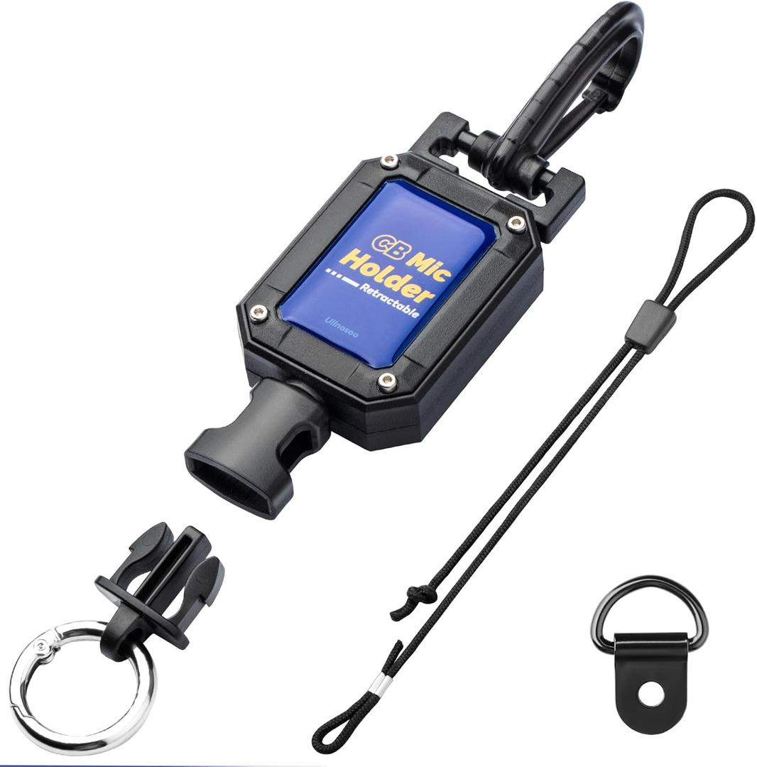 5 x CB Mic Holder, Retractable Microphone Hanger Keeper CB Radio Accessory, Heavy-Duty Mic Tether 32" Stainless Steel Cord with Adjustable Mount Kit, Perfect for Truck Driver Diving