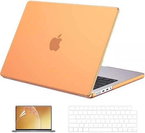EooCoo Case Compatible with MacBook Pro 14 inch M5 2026-2021 M4 M3 M2 M1 Pro/Max Chip, Official Color-Matched Armor, Frosted Hard Shell Case with Keyboard Cover, Screen Protector - Matte Cosmic Orange