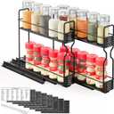 SpaceAid Pull Out Spice Rack Organizer for Cabinet, Heavy Duty Slide Out Seasoning Kitchen Organizer, Cabinet Organizer, with Labels, 5.2" W x10.75 D x10 H, 2 Drawers 2-Tier