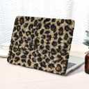 Seorsok Compatible with MacBook Air 13 Inch Case 2022 2021 2020-2018 Release A1932 A2179 M1 A2337,Elegant Leopard Print Soft Plush Faux Skin Leather Plastic Hard Shell Case with Keyboard Cover,Brown