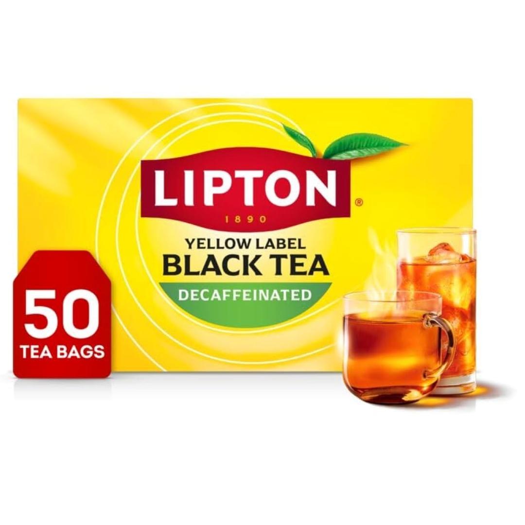 3 x Lipton Decaf Black Tea Bags, Hot or Iced Caffeine Free Tea, 50 Tea Bags (EXP 10/31/28)