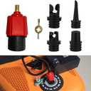 Inflatable SUP Pump Adaptor Compressor Paddle Board Pump Adapter, Multifunction SUP Valve Adapter with 4 Air Valve Nozzles for Inflatable Boat, Stand Up Paddle Board, Inflatable Bed, Dinghy (Red)