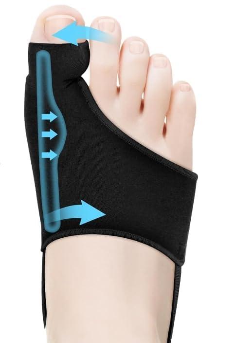 Bunion Corrector for Women Big Toe Straightener Bunion Corrector for Men, Relief splints Reduce Pain and Correct Toe Alignment, Brace Day/Night, fit for R/L, Washable (Black 2-Pack)