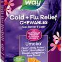 Nature's Way Cold+Flu Relief Chewables, Umcka, Shortens Duration & Reduces Severity, Multi-Symptom Relief, Homeopathic, Non-Drowsy, Orange Flavored, 20 Chewable Tablets (Packaging May Vary)