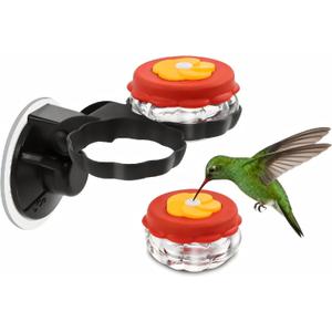 Gtongoko Set of 2 Handheld Hummingbird Feeders New Upgraded Mini Glass Style with Window Mount Suction Cup, Convenient for Outdoor Use & Window Display, Red