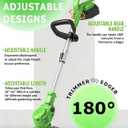 Electric Weed Wacker Battery Powered,20V Lightweight Cordless Weed Trimmer Eater with 2 Battery and Charger,3 in 1 Grass Trimmer/Brush Cutter/Lawn Edger with 26 Blade for Yard, Garden