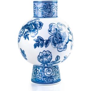 Ceramic Vase Blue and White Porcelain Chinese Handmade Decorative Vintage Flower Vase for Living Room, Home Decor, Office (Blue)
