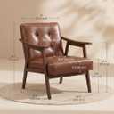 VASAGLE Accent Chair, PU Leather Armchair, Button Tufted Living Room Chair, Thick Cushion, Mid Century Modern Lounge Seating for Bedroom, Reading Nook, Home Office, Brown ULYY200KZ02S