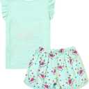QPANCY Matching Girls & Dolls Pajamas Unicorn Pj Sets Summer Cotton Sleepwear, 4-5Y
