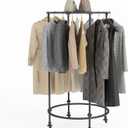 Round Garment Rack, Movable Round Clothes Rack 360 Rotating Clothes Racks Floor Standing Rotatable Clothing Rack for Boutiques Commercial Shop Laundry Room Retail Store, 27.55"D x 27.55"W x 50.78"H