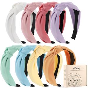 obeoby 8Pcs Girls Headbands, Knotted Headbands for Teen Girls Summer Outdoor Outfit Light Multicolor Series Easter Basket Stuffers Hair Accessories Trendy Stuff