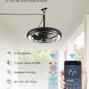 Netin 20" Outdoor Ceiling Fan with Lights,RGB & 3CCT Dimmable,6 Speed Hanging Gazebo Fan,IP65 Waterproof Plug-in Black Caged Ceiling Fan with Remote/App Control for Patio,Porch,Pergola(Matte Black)