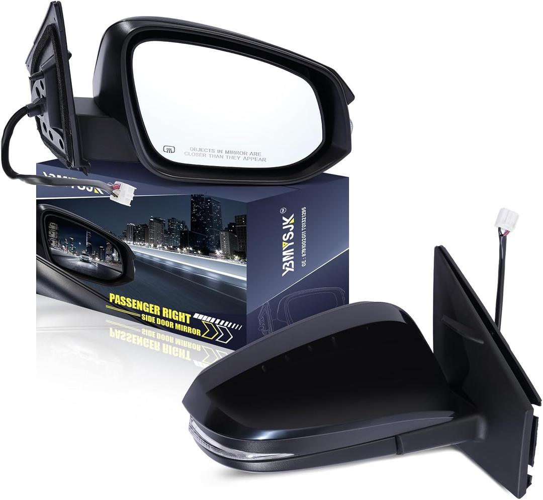 Passenger Side Power Door Mirror Compatible with Toyota RAV4 2013 2014 2015, With Heated Turn Signal Light, Manual Folding Black 7 Pin, Right 7 Pin