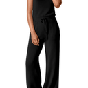 PRETTYGARDEN Womens Jumpsuits Summer Casual One Piece Outfits Sleeveless Wide Leg Long Pants Rompers, L