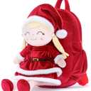 Gloveleya Plush Backpacks Toddler Backpack Removable Doll and Backpack Christmas Gifts Baby Girl Gift For 2 to 8 Years Girl Birthday Gifts With Red Doll (11 inches)
