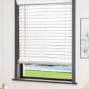2 inch Faux Wood Blinds White Cordless, New Material, high Temperature Resistance, Good Toughness, Waterproof, Blinds Size 33 4/8" W  72" H White