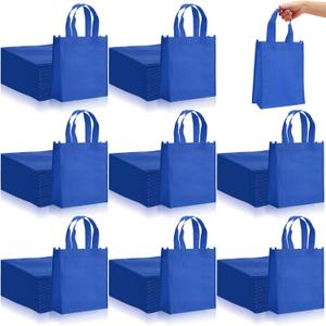 Jexine 100 Pcs Non Woven Bags Reusable Gift Bag with Handles Shopping Tote Grocery Goodie Party Treat Bags Favors(Royal Blue)