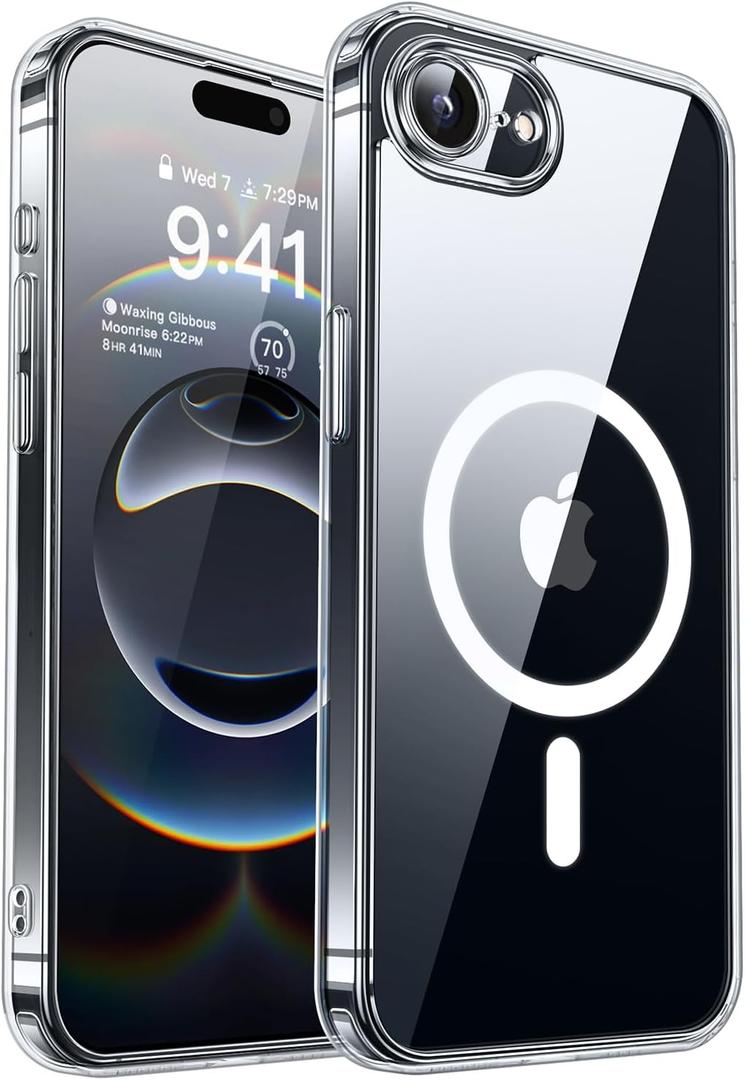CANSHN Magnetic for iPhone 17e / 16e Case Clear, Upgraded [Full Camera Protection] [Compatible with Magsafe] Non-Yellowing Protective Shockproof Bumper Phone Case - Clear