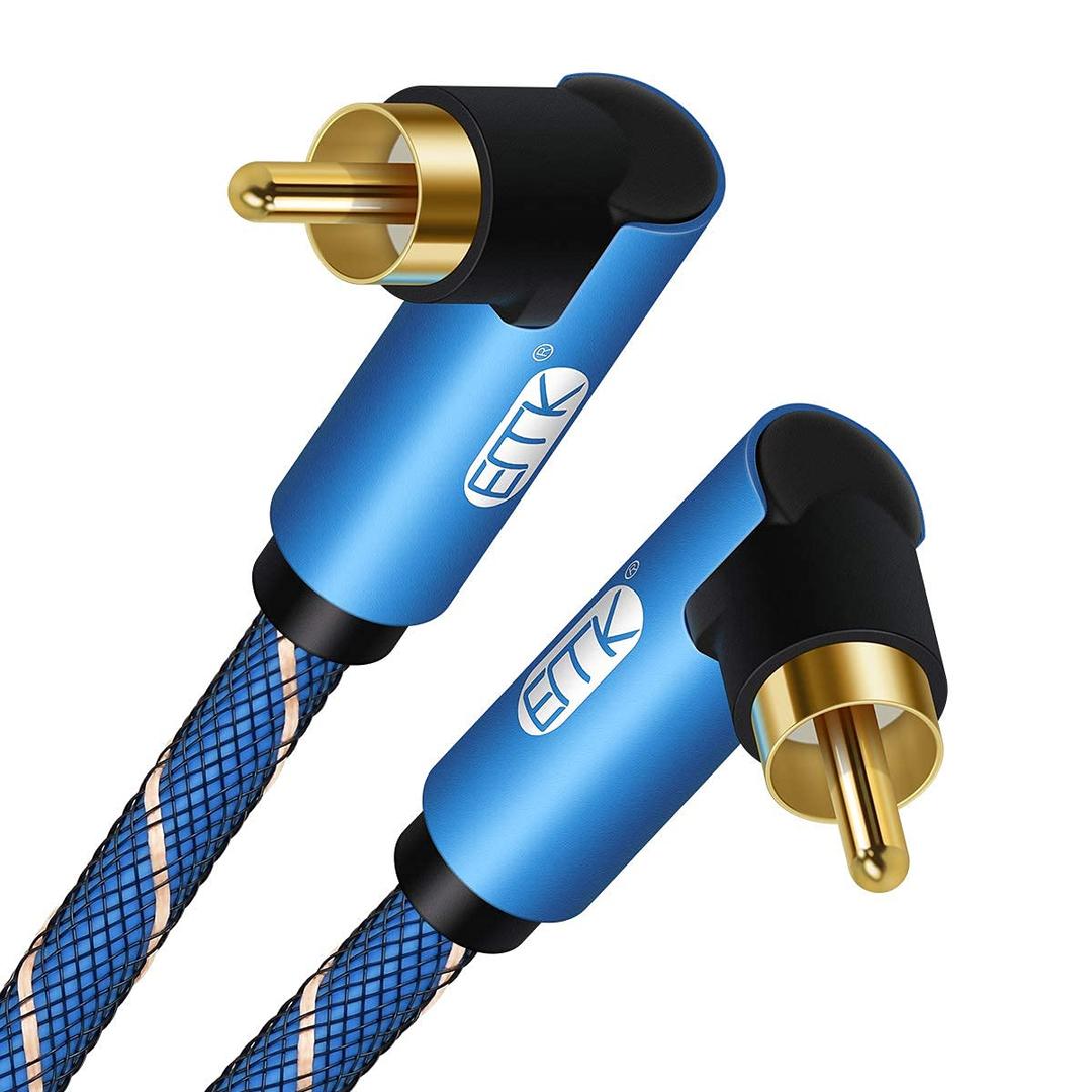 EMK 90 Degree Subwoofer Cable RCA Cable Male to Male Digital Coaxial Audio Cable for Subwoofer, TV, Sound Bars, Amplifier,Speaker (10Feet/3M)