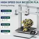 ERYONE Silk Dual Color PLA Filament 3D Printer 1.75mm +/- 0.03mm, Bicolor Filament Two Tone PLA 1KG(2.2lbs) Cardboard Spool, Black Gold