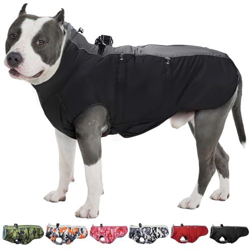 IKIPUKO Dog Winter Jacket - Size S, Warm Zip Up Snowsuit Dog Harness Vest, Reflective, Water-Resistant, Black