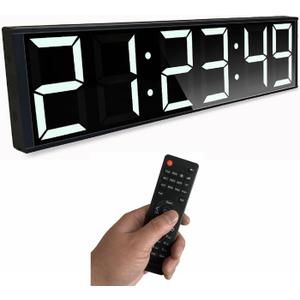 26'' Huge Digital Wall Clock, Home Gym Interval Workout Timer Clock, with Seconds Countdown/up, Stopwatch, 8-Alarms, 7-Color Night Light for Tabata/HIIT/MIIT/EMOM/FGB/Boxing (White), Extral Large