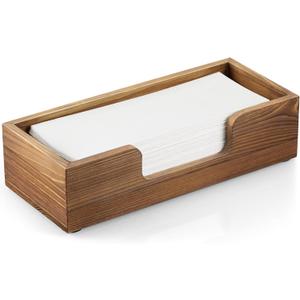 Paper Towel Dispenser Countertop, Burnt Wood Folded Paper Hand Towel Holder for Guest Bathroom, Commercial Tabletop Tissue Dispenser Tray for Multifold C-Fold, Z-Fold, Trifold (1 Pack,Small, Brown)