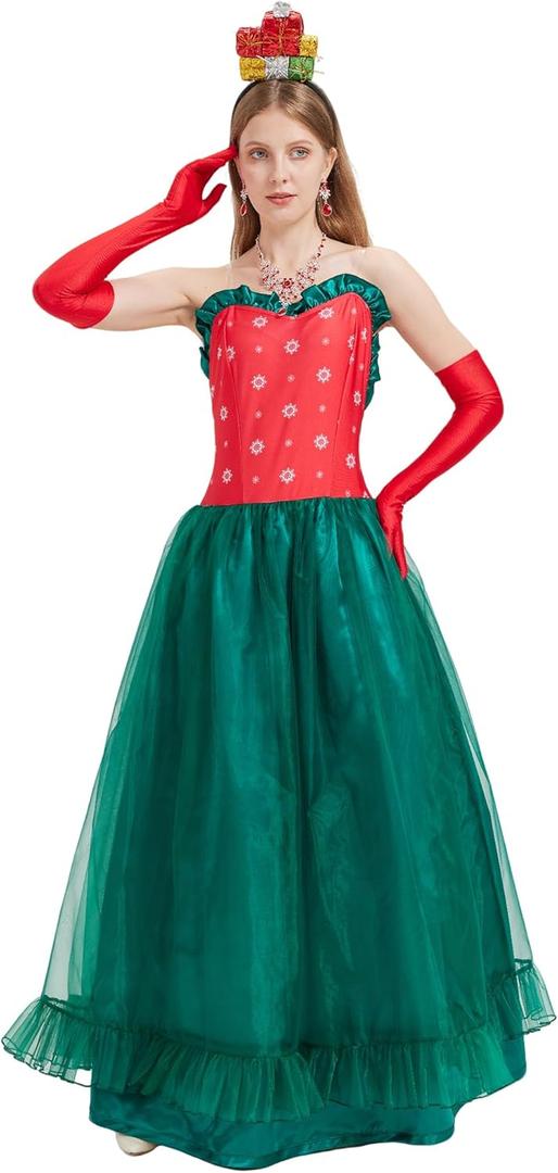 May Costume for Adult, 5 Pcs Christmas Dress Set for Women, Classic Movie Characters Outfit for Halloween Xmas Cosplay Party (Medium)