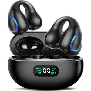 AI Language Translation Earbuds, Clip on Earbuds Wireless Headphones Real-Time Translator for 144 Languages & Accents Headphones Translator Ideal for Travel Business Learning Translation Device (Black)