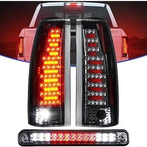 Gubebaili LED Tail Lights + 3rd Brake Light Fit for Chevy & GMC C/K 1500 88-99，C/K 2500 3500 88-00, for Chevy Silverado 94-98, Blazer 92-94,Rear Taillight Assembly (Clear Lens)