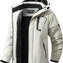 Men's Ski Jacket Warm Winter Snow Coat Waterproof Mountain Windbreaker Snowboarding Jacket Hooded for Hiking Travel (Large, Light Gray)