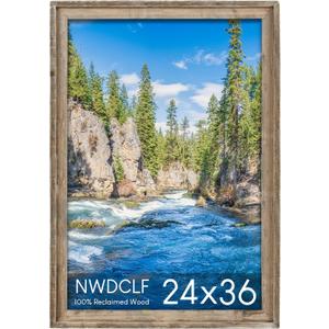 Rustic 24x36 Picture Frame, Reclaimed Barnwood Photo Frame with Plexiglass, Distressed Natural Wood Frame for Wall Mount, Farmhouse Country Home Office Cabin Dcor