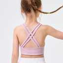 IFNOW Girls Sports Bra Kids Strappy Scoop Neck Bra Crop Top Training Bra for Dance Yoga 5-14 Years