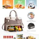 Lunch Tote Bag for Women 2 in 1 Laptop Work Bag with Lunch Insulated Compartment and Purse Combo Leather Crossbody Bag (Khaki Brown), Large