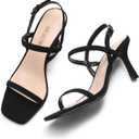 DREAM PAIRS Womens Slingback Heels Square Open Toe Strappy Sandals Ankle Strap High Heeled Dressy Shoes (Black) 8.5