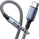 BlueRigger USB C to 3.5mm Audio Cable - (3FT, Male AUX to USBC, Type C AUX Cord, USBC to Headphone Jack Cable, USB-C Dongle, Type C to 1/8) - Compatible with Phone, Tablet, Laptop