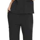 COZYFIT Scrubs for Women Set Medical Uniform - V-Neck Top & Straight Leg Pants with 9 Pockets, Unisex Workwear COZY SCRUBS (Black, S)