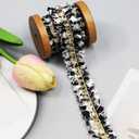 5 Yards 22mm/0.86 inch Black Trim Fabric Decoration Webbing for All Kinds of Garments, Curtains, Sewing and DIY Crafts Furniture Decoration (White/Black)