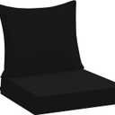 Downluxe 19x19 Outdoor Chair Cushions, Waterproof Fade Resistant Patio Furniture Cushions with Handle & Removable Cover, Deep Seat Outdoor Cushions for Sofa, Couch and Patio Chairs, Black