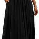 Women's Summer Maxi Dress 2026 - Sleeveless Square Neck Casual Beach Sundress with Pockets, Flowy Patchwork Knit (Black)