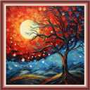 DMCVIVR Stamped Cross Stitch Kits for Beginners Adults Needlepoint Kits for Beginners Embroidery Kits for Adults Crossstitch Kit for Beginners 11CT-Moon Tree 18x18 inch (Artdesign12)