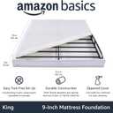 Amazon Basics Smart Box Spring Bed Base, 9-Inch Height Sturdy Mattress Foundation, Strong Metal Support, Tool-Free Easy Assembly, King, 79"L x 75.5"W x 9"H, White