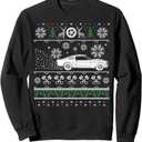American Pony Car Lovers Ugly Christmas Ugly Design Sweatshirt Size L, Black