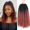 Marley Twist Braiding Hair 14 inch Afro Kinky Curly Crochet Braids 8 Packs Cuban Twist Crochet Braids Synthetic Low Maintenance Skin-Friendly Marley Hair Extensions(OT350, Packs of 8)