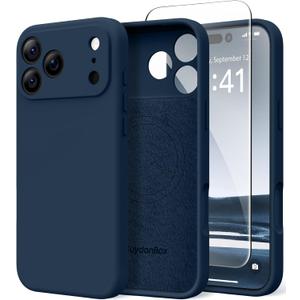 Magnetic for iPhone 17 Pro Case, Compatible with MagSafe, [Full Camera Protection][Screen Protector] Silicone Shockproof Protective Phone Case for iPhone 17 Pro 6.3", Cobalt Blue
