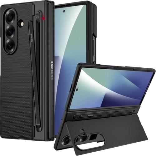 Miimall for Samsung Galaxy Z Fold 7 Case with S Pen Holder Slot [Military Grade Drop][Built-in Clear Screen & Invisible Kickstand] Slim Thin Protective Phone Case for Galaxy Z Fold 7 Cover Pen Black