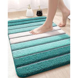 DEXI Bath Mats for Bathroom, 20x32 Absorbent Microfiber Bath Mat Quick Dry, Washable Bathroom Rugs with Non Slip Backing for Shower Floor, Turquoise (1'8" x 2'8" (Rectangular))