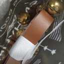 Leather Dog Doorbells for Door Knob, Adjustable Brass Potty Training Bells for Puppy to Go Outside, Easy Dog Door Bell for Potty Training (Dark Brown Leather Golden Bells - 2 Pack)