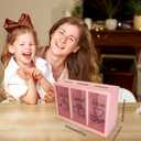 Wooden Give Save Spend Money Saving Box for Kids, Money Coin Savings Piggy Bank Jar Box for Kid Safe Money Saver, Teach Children About Giving Saving Giving Money Piggy Box for Boys Girls, Pink, Medium